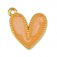 Bedels DQ metaal hart Pearl Light Orange-Goud (nikkelvrij)