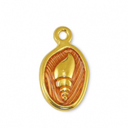 Bedels DQ metaal schelp Transparant Orange-Goud (nikkelvrij)