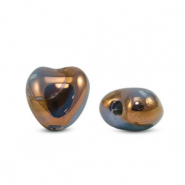 DQ Grieks keramiek kralen hart Blue-bronze