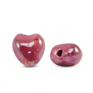DQ Grieks keramiek kralen hart Fuchsia