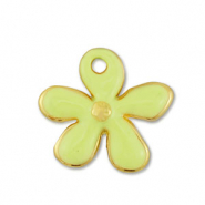 Bedels DQ metaal bloem Goud-lime yellow (nikkelvrij)