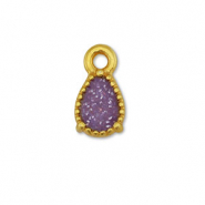 Bedels DQ metaal druppel Goud-glitter purple (nikkelvrij)