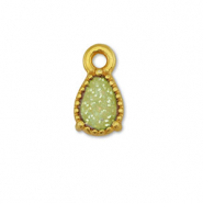 Bedels DQ metaal druppel Goud-glitter light green (nikkelvrij)