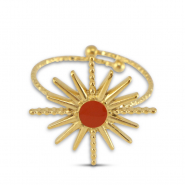 Roestvrij stalen (RVS) Stainless steel ringen enamel ster Gold-orange