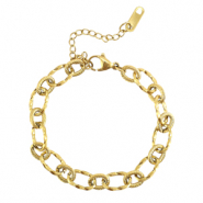 Roestvrij stalen (RVS) Stainless steel schakelarmbanden twisted Gold