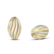 Acryl kralen ovaal met lijnen Transparent-gold