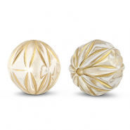 Acryl kralen rond met bloem Transparent-gold