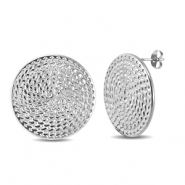 Roestvrij stalen (RVS) Stainless steel oorbellen / oorstekers rond Silver