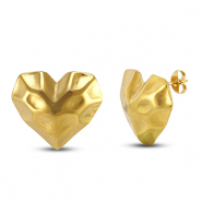 Roestvrij stalen (RVS) Stainless steel oorbellen / oorstekers hart Gold