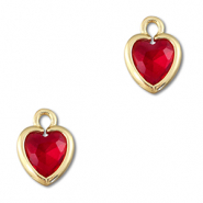 Hangers van Crystal glas hart Red-gold