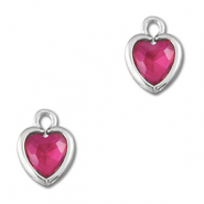 Hangers van Crystal glas hart Dark pink-silver