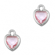 Hangers van Crystal glas hart Light pink-silver