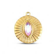 BY31® Roestvrij stalen (RVS) Stainless steel bedels rond Gold-light pink