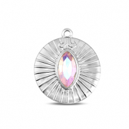 BY31® Roestvrij stalen (RVS) Stainless steel bedels rond Silver-light pink