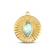 BY31® Roestvrij stalen (RVS) Stainless steel bedels rond Gold-aqua