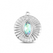 BY31® Roestvrij stalen (RVS) Stainless steel bedels rond Silver-aqua