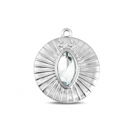 BY31® Roestvrij stalen (RVS) Stainless steel bedels rond Silver-crystal