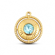 BY31® Roestvrij stalen (RVS) Stainless steel bedels rond met ring Gold-aqua