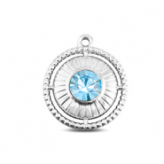 BY31® Roestvrij stalen (RVS) Stainless steel bedels rond met ring Silver-aqua