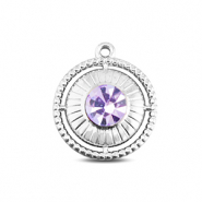BY31® Roestvrij stalen (RVS) Stainless steel bedels rond met ring Silver-light lilac