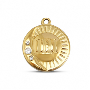 BY31® Roestvrij stalen (RVS) Stainless steel bedels rond met 11:11 Gold