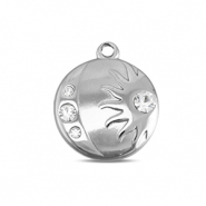 BY31® Roestvrij stalen (RVS) Stainless steel bedels rond met maan & zon Silver