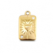 BY31® Roestvrij stalen (RVS) Stainless steel bedels kaart hart Gold