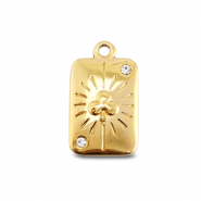 BY31® Roestvrij stalen (RVS) Stainless steel bedels kaart klaver Gold