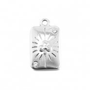 BY31® Roestvrij stalen (RVS) Stainless steel bedels kaart klaver Silver