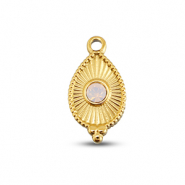 BY31® Roestvrij stalen (RVS) Stainless steel bedels druppel Gold-soft pink opal