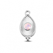 BY31® Roestvrij stalen (RVS) Stainless steel bedels druppel Silver-soft pink opal