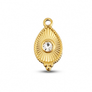 BY31® Roestvrij stalen (RVS) Stainless steel bedels druppel Gold-crystal