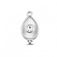BY31® Roestvrij stalen (RVS) Stainless steel bedels druppel Silver-crystal