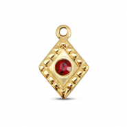 BY31® Roestvrij stalen (RVS) Stainless steel bedels ruit Gold-ruby red