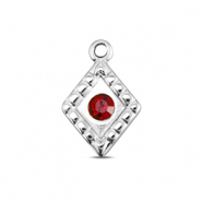BY31® Roestvrij stalen (RVS) Stainless steel bedels ruit Silver-ruby red
