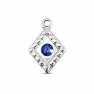 BY31® Roestvrij stalen (RVS) Stainless steel bedels ruit Silver-sapphire blue