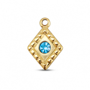 BY31® Roestvrij stalen (RVS) Stainless steel bedels ruit Gold-aqua