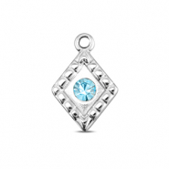 BY31® Roestvrij stalen (RVS) Stainless steel bedels ruit Silver-aqua
