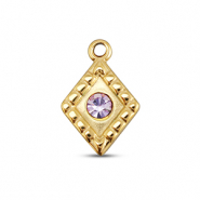 BY31® Roestvrij stalen (RVS) Stainless steel bedels ruit Gold-light lilac