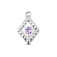 BY31® Roestvrij stalen (RVS) Stainless steel bedels ruit Silver-light lilac