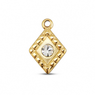 BY31® Roestvrij stalen (RVS) Stainless steel bedels ruit Gold-crystal