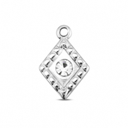 BY31® Roestvrij stalen (RVS) Stainless steel bedels ruit Silver-crystal