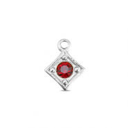 BY31® Roestvrij stalen (RVS) Stainless steel bedels ruit Silver-ruby red