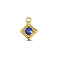 BY31® Roestvrij stalen (RVS) Stainless steel bedels ruit Gold-sapphire blue