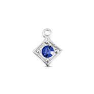 BY31® Roestvrij stalen (RVS) Stainless steel bedels ruit Silver-sapphire blue