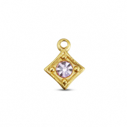 BY31® Roestvrij stalen (RVS) Stainless steel bedels ruit Gold-light lilac
