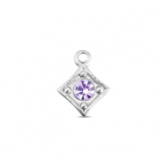 BY31® Roestvrij stalen (RVS) Stainless steel bedels ruit Silver-light lilac