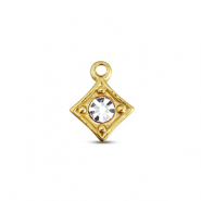 BY31® Roestvrij stalen (RVS) Stainless steel bedels ruit Gold-crystal