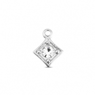 BY31® Roestvrij stalen (RVS) Stainless steel bedels ruit Silver-crystal