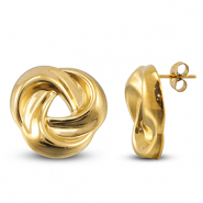 Roestvrij stalen (RVS) Stainless steel oorbellen / oorstekers Gold